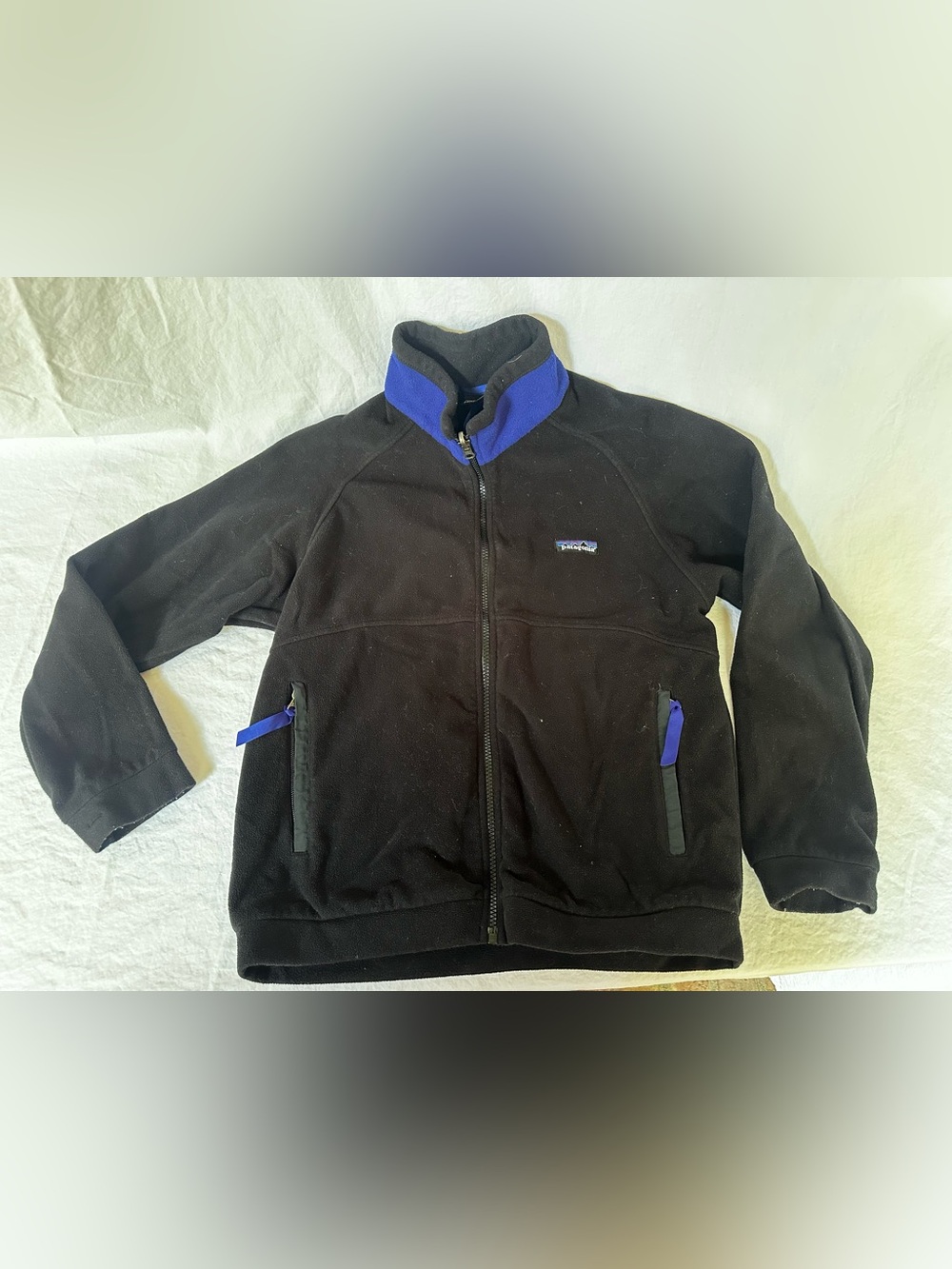 Patagonia Black Fleece Jacket with Blue Accents